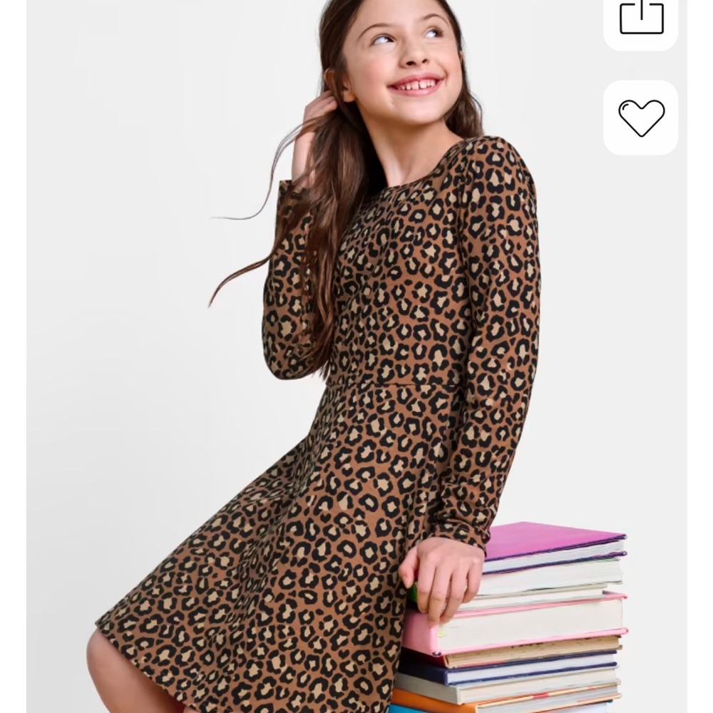 Children’s Place Cheetah Print Long Sleeve Skater Dress